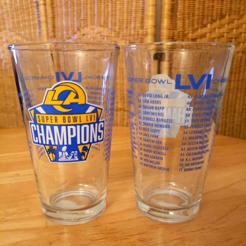 2 Superbowl Champion Los Angeles Rams Glasses